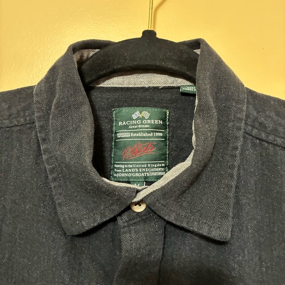 Racing Green British Style Button Up Shirt Men’s M Charcoal Long Sleeve - Picture 5 of 8